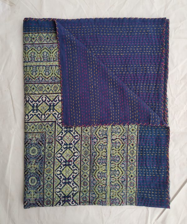 Ajrak Blockprint Kantha Handblock Bedspread