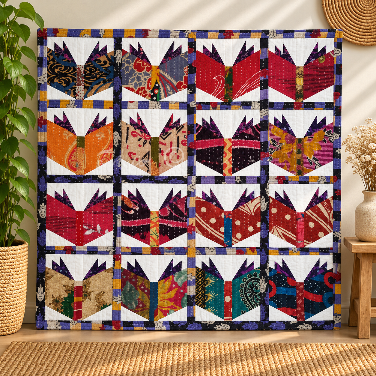 Close Stitched Baby Kantha Quilt