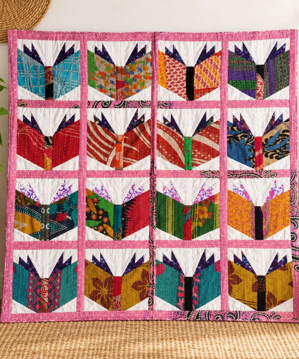Book Pattern Reversible Baby Kantha Quilt