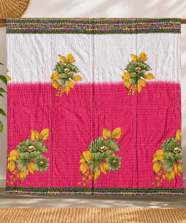 Alternative view of Book Pattern Reversible Baby Kantha Quilt