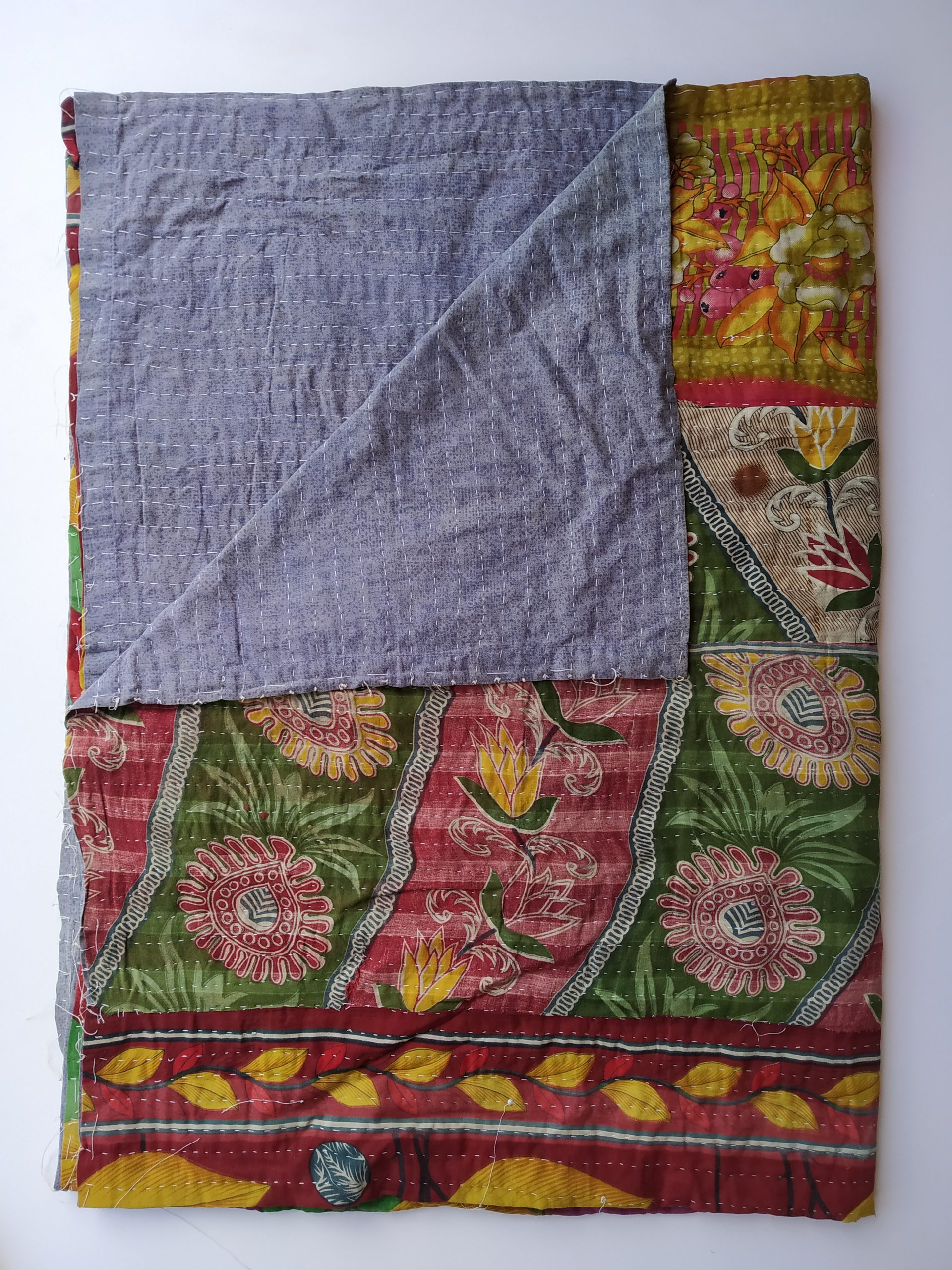 Designer Fine Stitched Kantha Throw Patchwork Kantha Quilt