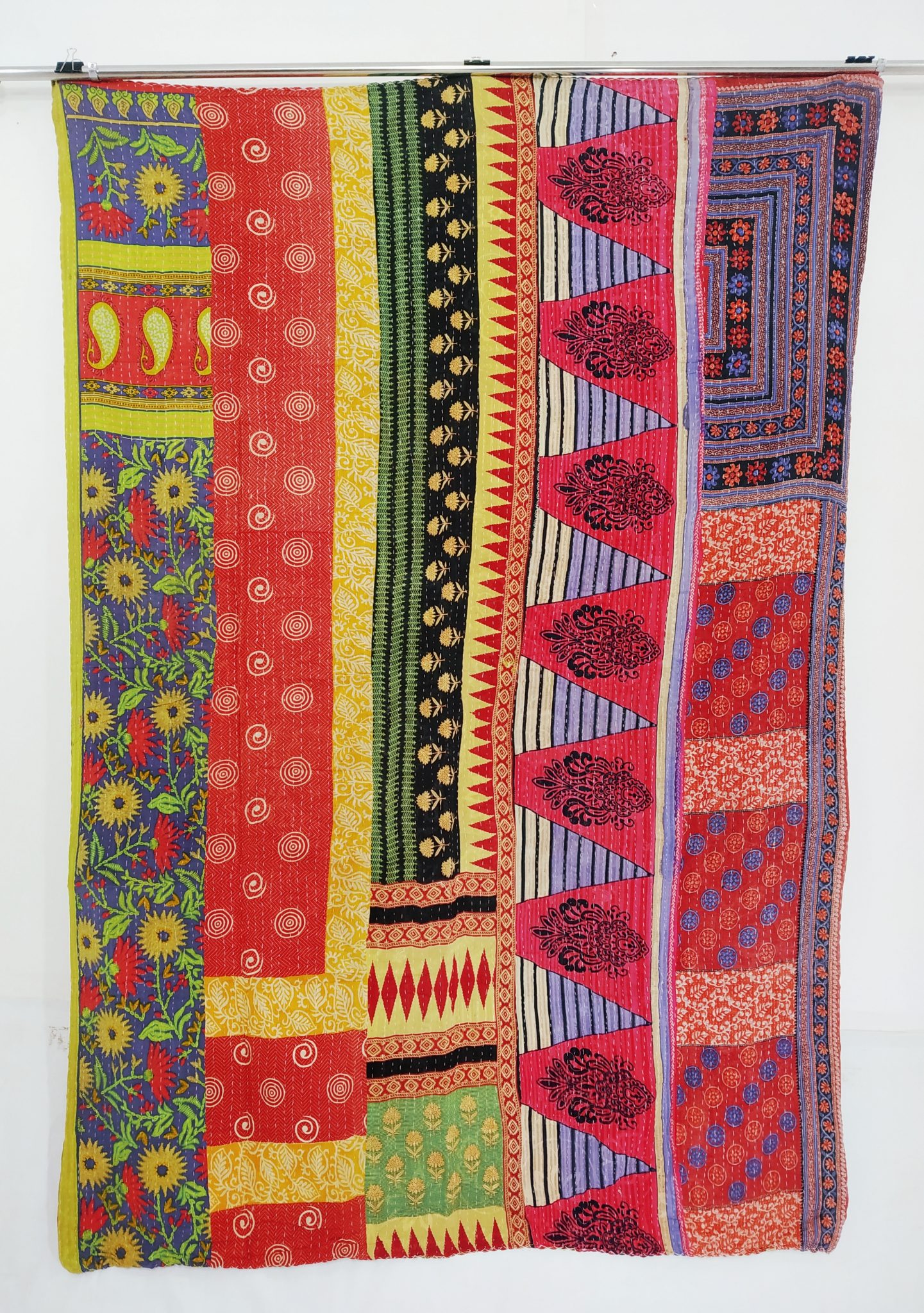 Floral Queen Heavy Kantha Quilt Vintage Kantha Quilts, Throw Blankets