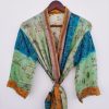 Floral Pattern Sari Silk Kimonos Robe - Image 3