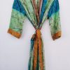 Floral Pattern Sari Silk Kimonos Robe
