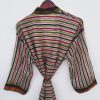 Stripe Pattern Sari Silk Kimonos - Image 3