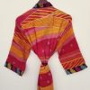 Cotton Sari Trim Kimono Dreesing Gown - Image 3