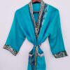 Turquoise Recycled Silk Sari Kimonos - Image 3