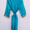 Turquoise Recycled Silk Sari Kimonos - Image 5