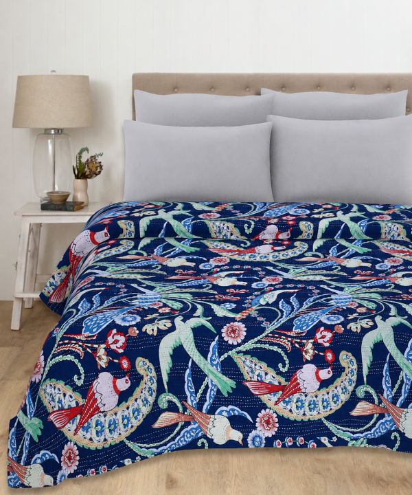 Bird cotton Print Indian Bedding Throw