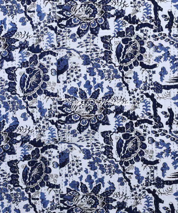 Alternative view of Bird Cotton Kantha Blanket