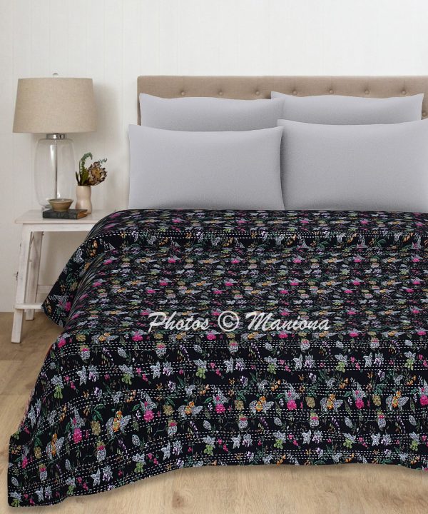 Rare Print Floral Kantha Bohemian Bedding