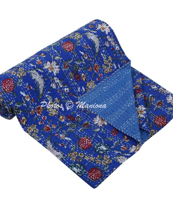 Alternative view of Floral Indian 100% Cotton Kantha Bedding