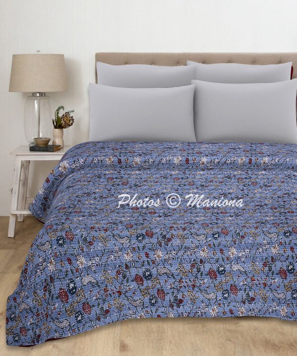 Garden Flower Handmade Cotton Kantha Quilt