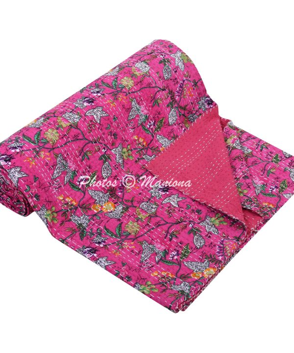 Alternative view of Bohemian Kantha Blanket Indian Cotton Bedding