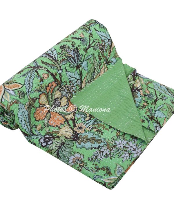Alternative view of Garden Inspired Floral Kantha Bedspread