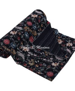 Alternative view of Evergreen Black Rare Print Cotton Kantha Blanket