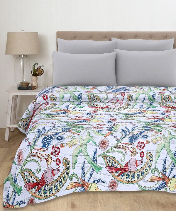 Paisley Bird Indian Print cotton Blanket