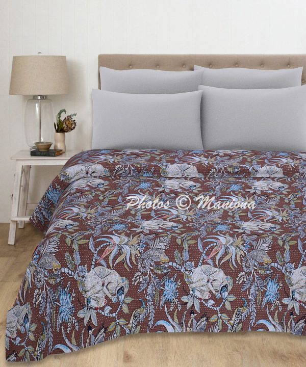 Kantha Bedding Cotton Blanket Indian