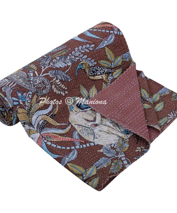 Alternative view of Kantha Bedding Cotton Blanket Indian