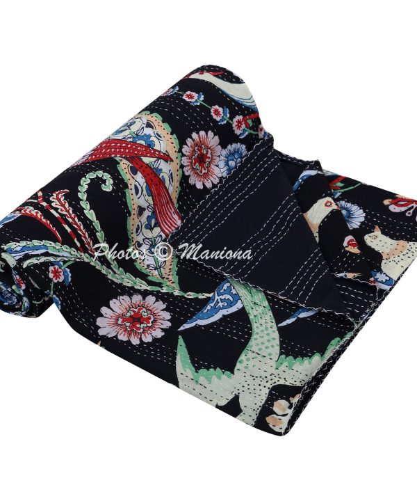 Alternative view of Bird cotton Print Indian Bedding Throw