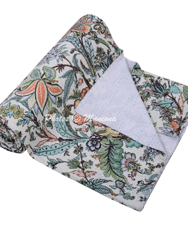 Alternative view of Floral cotton Printed Designer Kantha Bedding