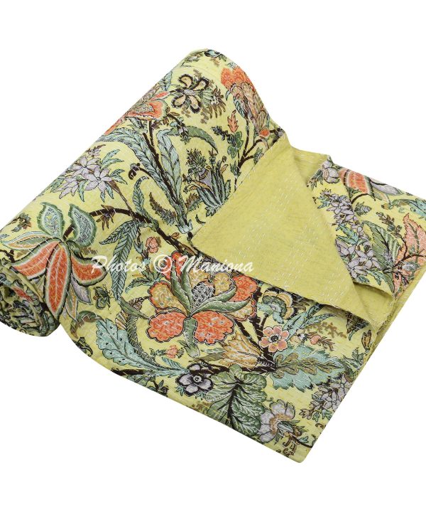 Alternative view of New Print Kantha Bohemian Blanket