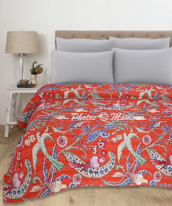 Flying Bird Cotton Printed Boho Bedspread