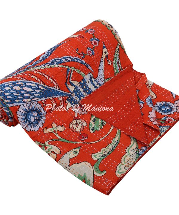Alternative view of Flying Bird Cotton Printed Boho Bedspread
