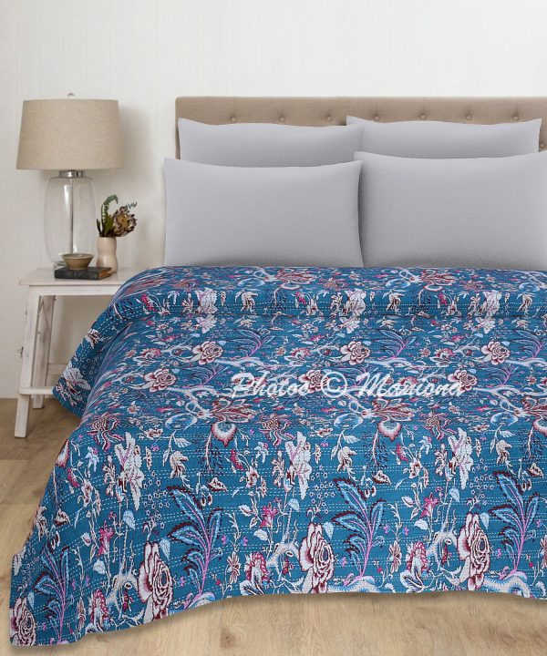 Floral Print Bohemian Cotton Bedspread