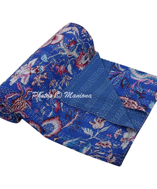 Alternative view of New Print Kantha Boho Bedding Cotton Blanket