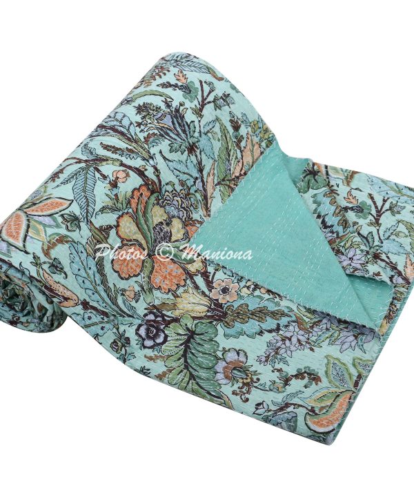 Alternative view of New Color Kantha Bohemian Quilt
