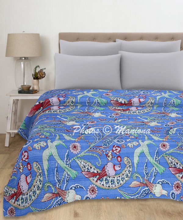 Bird of Hope Kantha cotton Bedspread