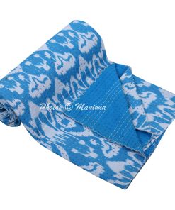 Alternative view of Turquoise Ikat Kantha Bedding Boho
