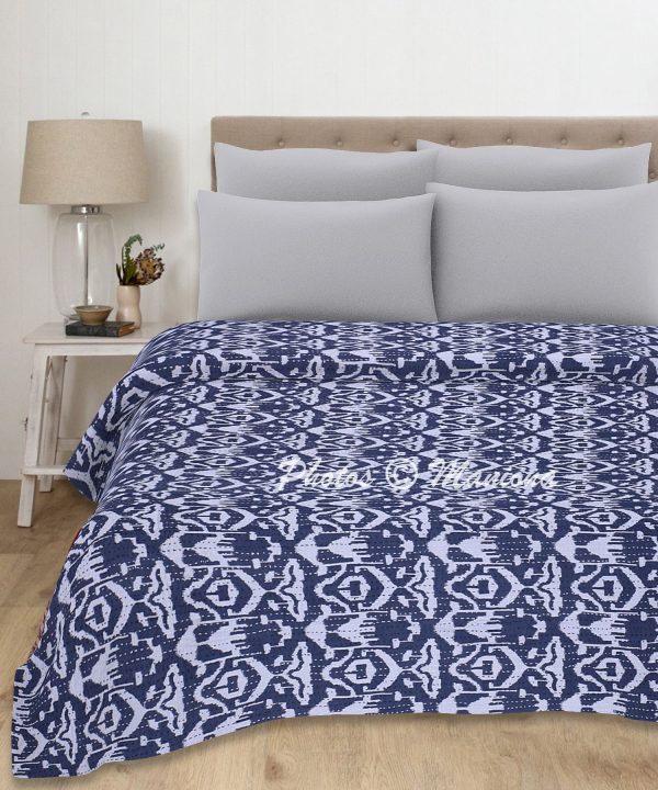Ikat Print Kantha Boho Blanket