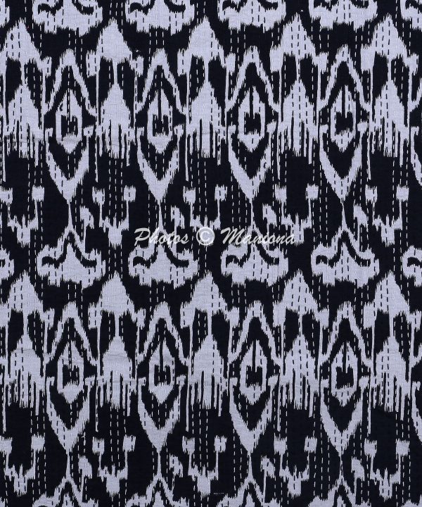 Alternative view of Black Ikat Print Kantha Bohemian Quilt