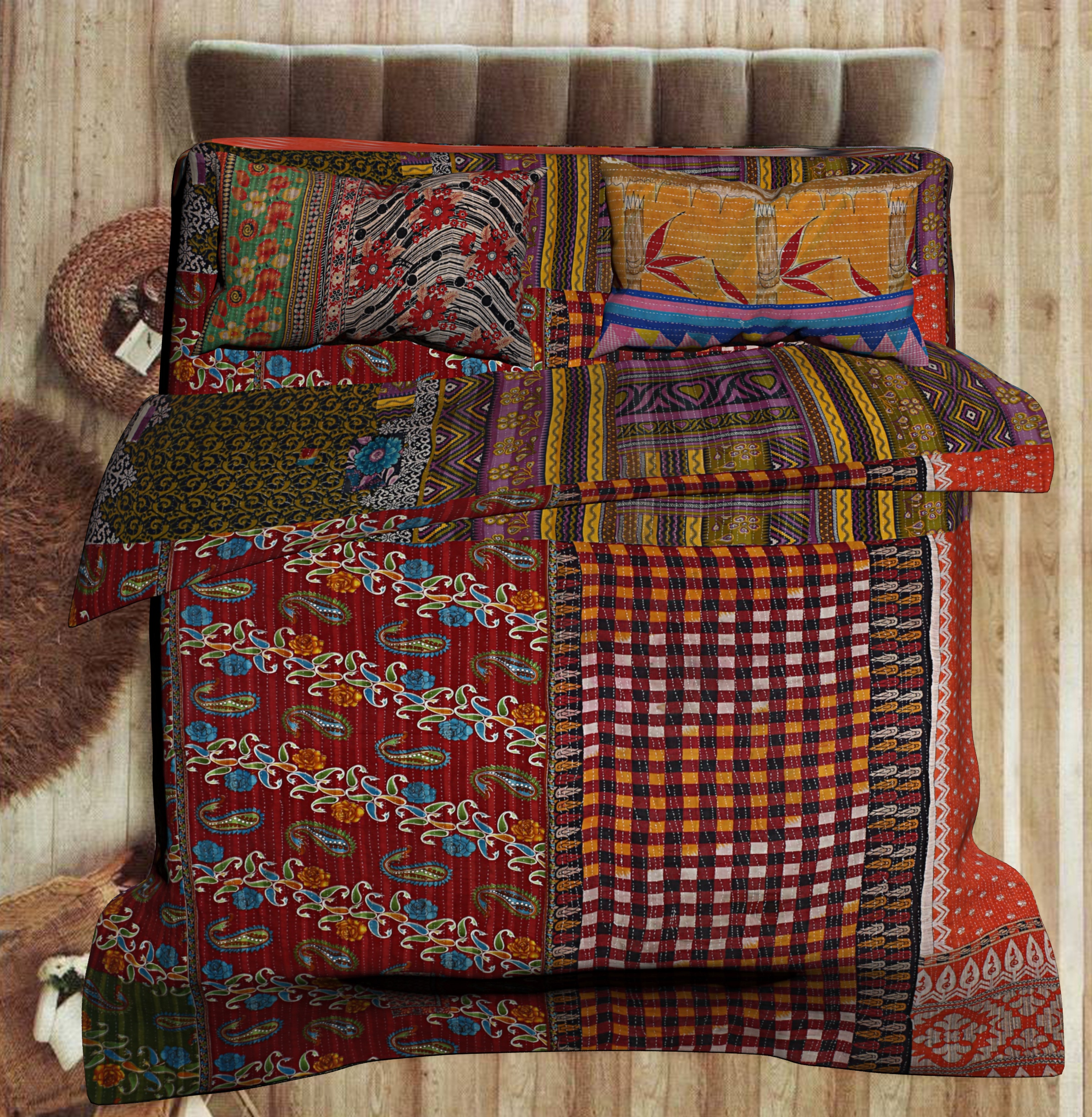 Recycled sari top blankets
