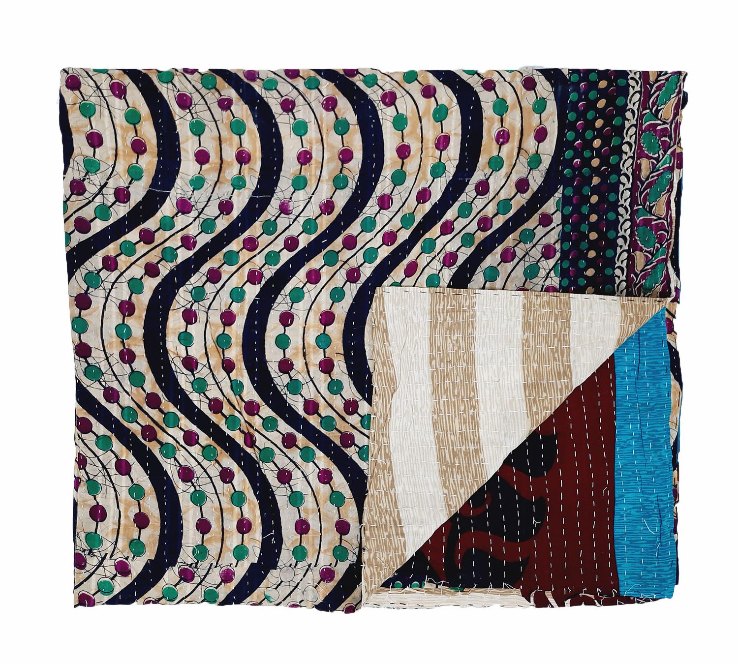 Artisan Made Bengal Print Indian Kantha Quilt - Vintage Kantha Quilts ...