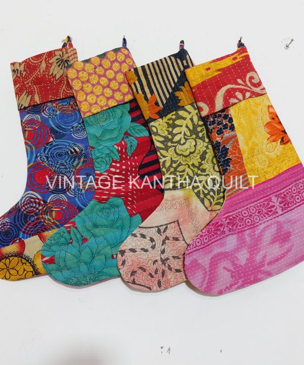 Embroidered Kantha Christmas Assorted Stocking