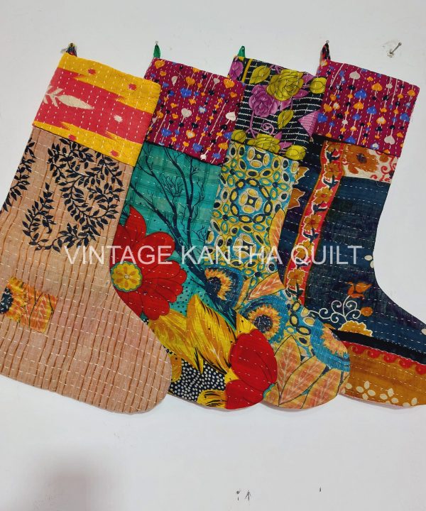 Alternative view of Indian Hanmdade Kantha Stocking