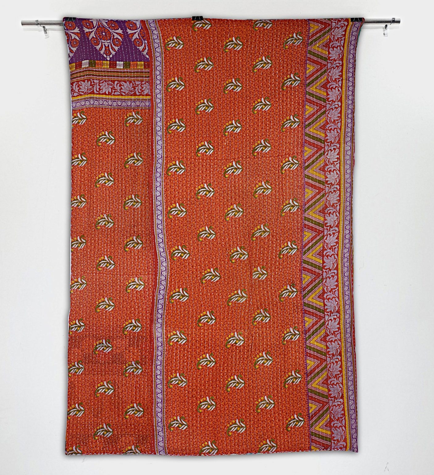 Vintage Kantha Throw Reversible Cotton Sari Quilt Vintage Kantha