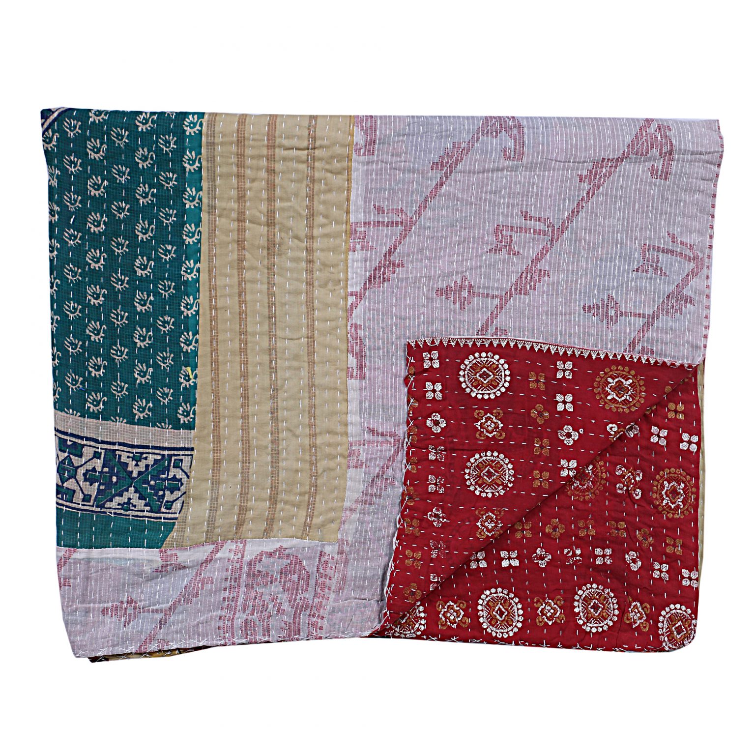 Vintage Kantha Throw Floral Bengal Quilt Vintage Kantha Quilts, Throw