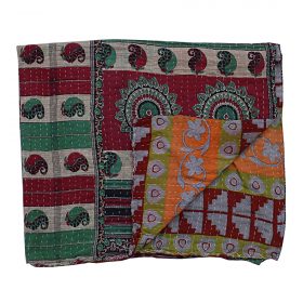 Vintage Patchwork Kantha Quilt Blanket Indian Quilts Bedspread Twin Cotton Throw 