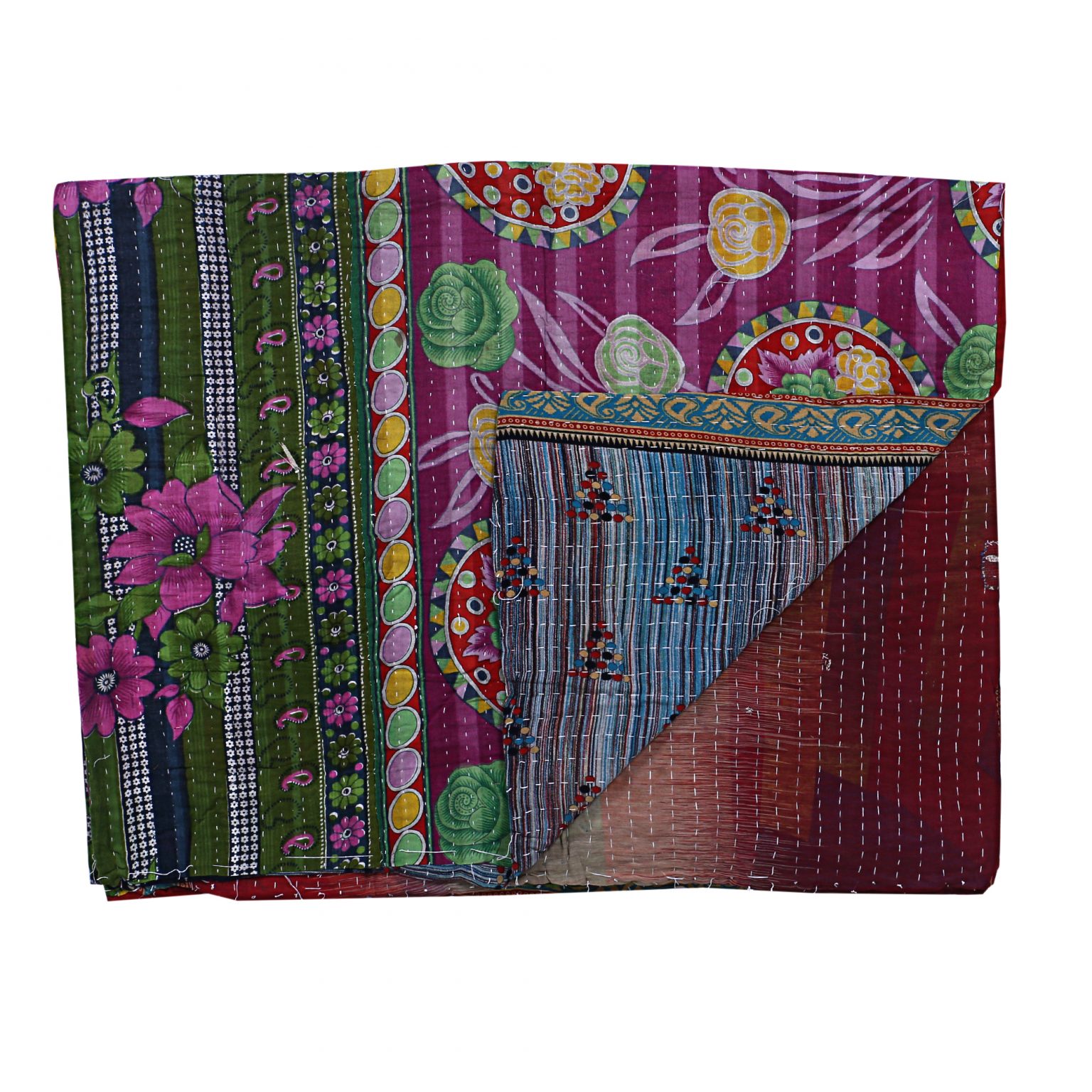 Indian Cotton Sari Benal Kantha Throw Vintage Kantha Quilts, Throw