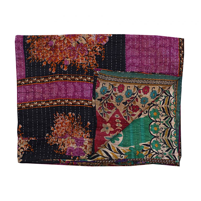 Vintage Kantha Quilt Reversible Boho Blanket Vintage Kantha Quilts