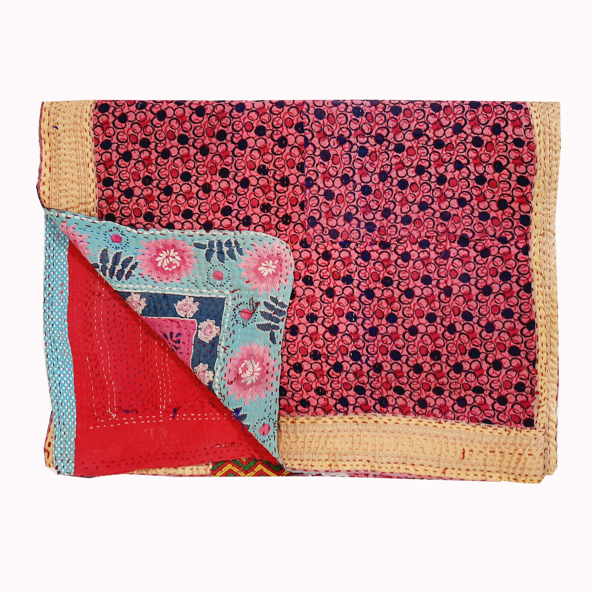 Rare Print Bengal Kantha Quilt Indian Kantha Quilts Vintage Quilts