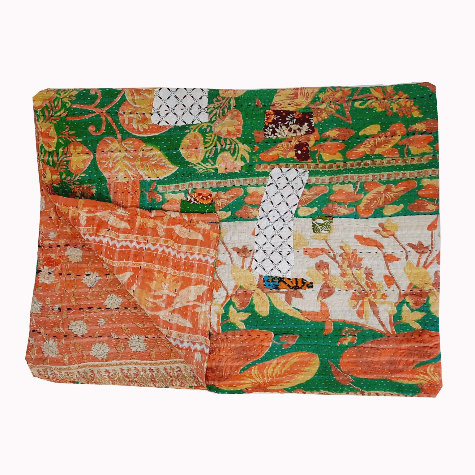 Vintage Kantha Throw Queen Fine Stitched Quilt Vintage Kantha Quilts