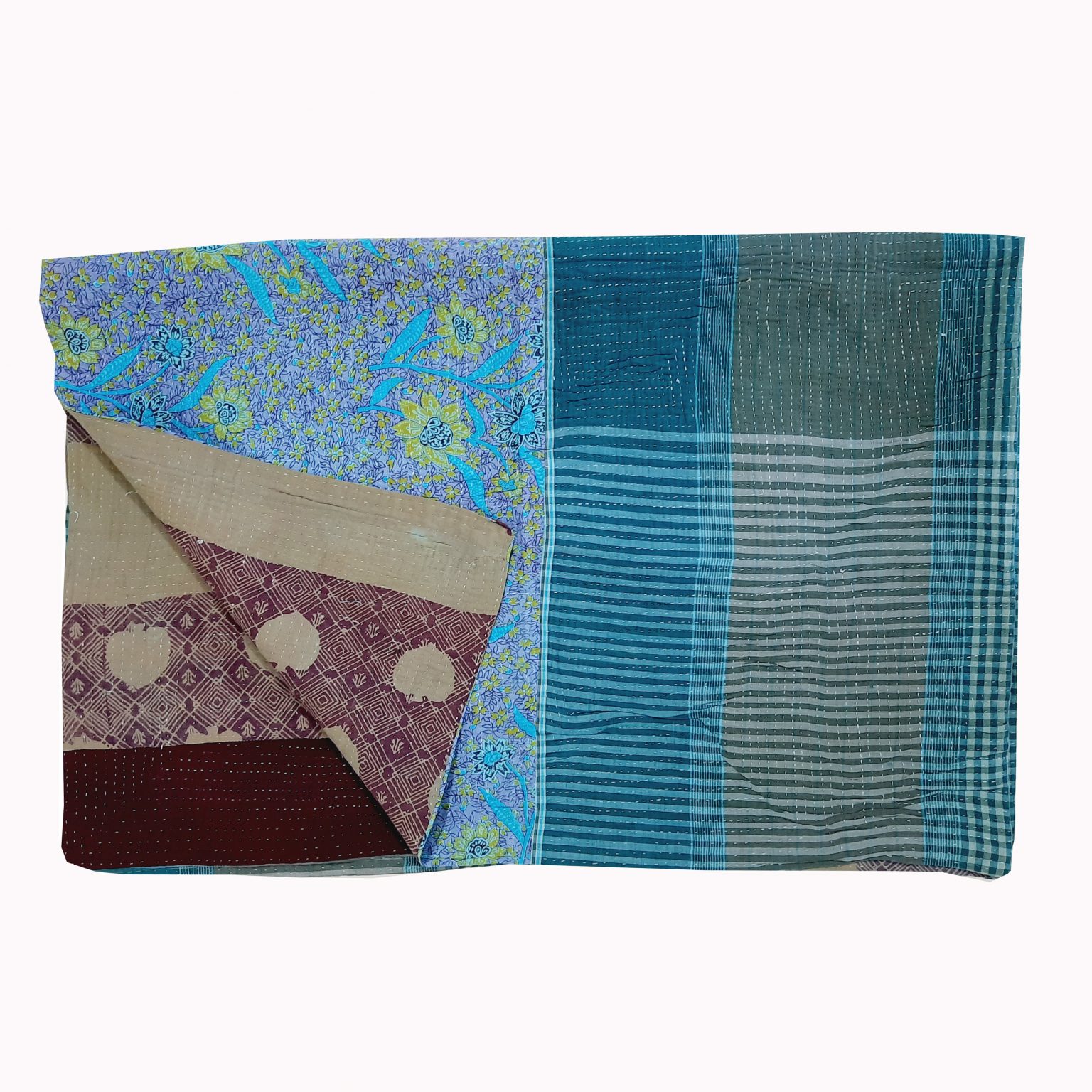 Designer Paisley Floral Kantha Quilt Wholesaler of Bengal Kantha