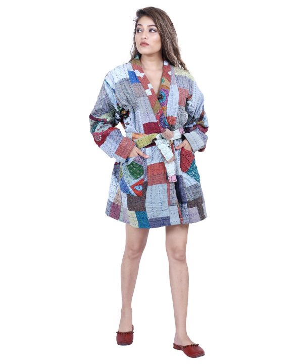 Alternative view of Recycled Sari Kantha Kimono Jacket