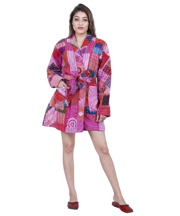 Recycled Sari Kantha Kimono Jacket Robe