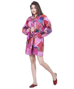 Alternative view of Recycled Sari Kantha Kimono Jacket Robe